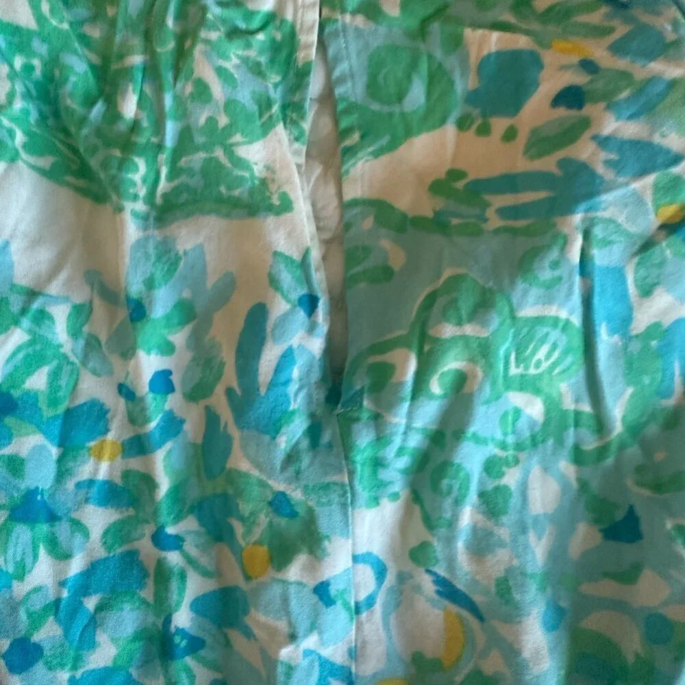 Lilly Pulitzer Shorts Romper Sleeveless Tassel Tie Romper Blue Green Print XS - Picture 5 of 7